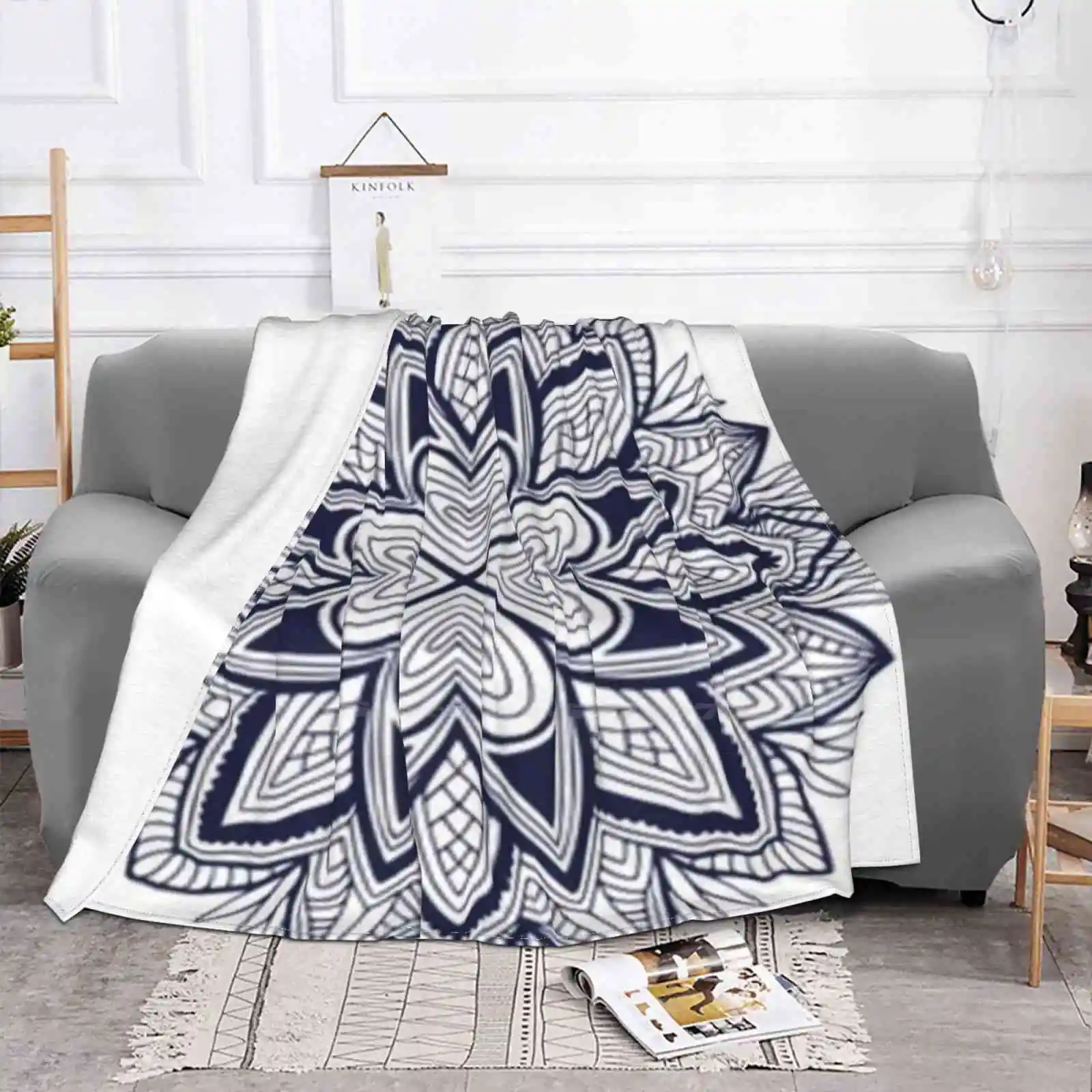 Black White Luxury Flower. Top Quality Comfortable Bed Sofa Soft Blanket Comfort Color Customized With Designs Printer Printing