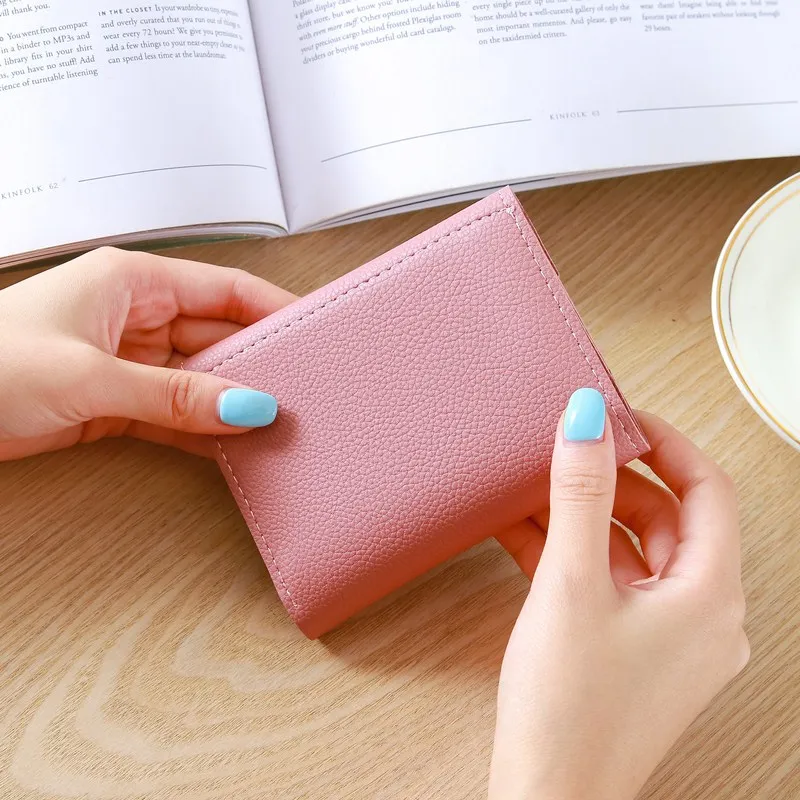 Korean Women Short Wallets Love Embroidery Small PU Leather Coin Purse Ladies Female Hasp Clutch Multifunction Money Card Holder