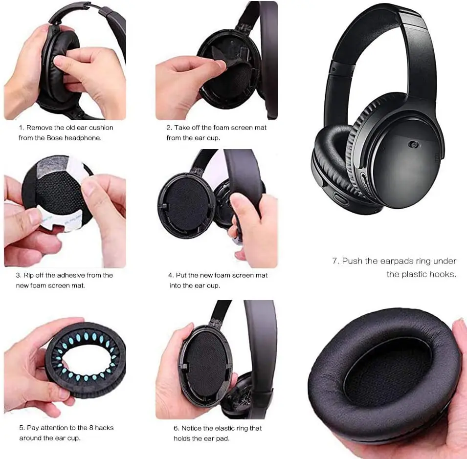 QC35 Earpads Replacement Parts, QuietComfort 35 II Replacement Ear Pads Cushion Accessories Compatible with Bose QC 35 II/QC 35