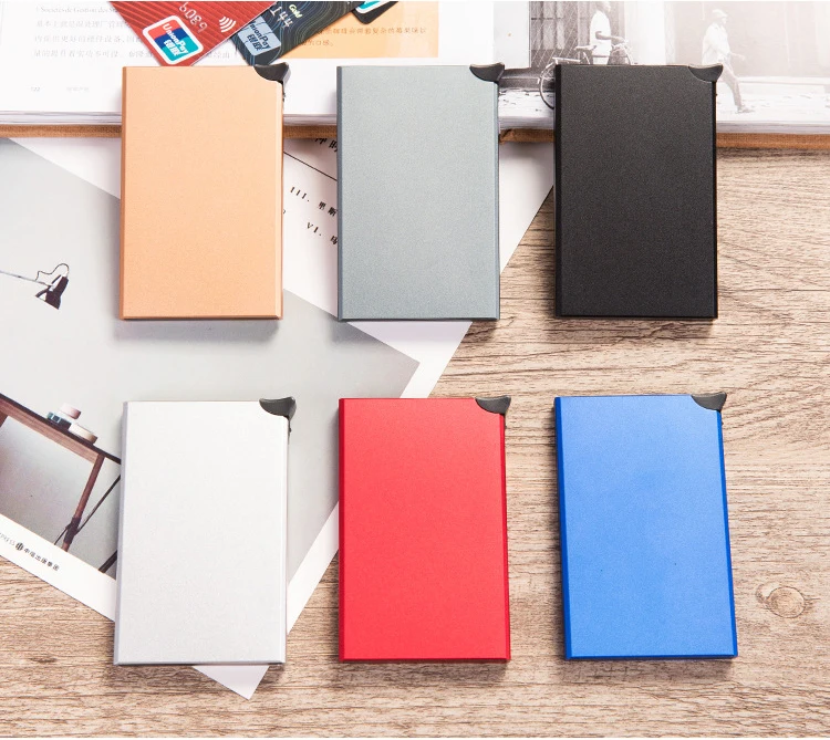 Aluminum Card holder Metal Men credit Card Holder Rfid Blocking Mini Slim Wallet Automatic Pop up  Card Case Protector