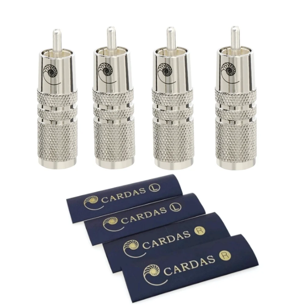 4Pcs Silver plated cardas plug SRCA RCA Male interconnect cable Electrical plug 9 mm for audio RCA cable Heat shrinkable sleeve