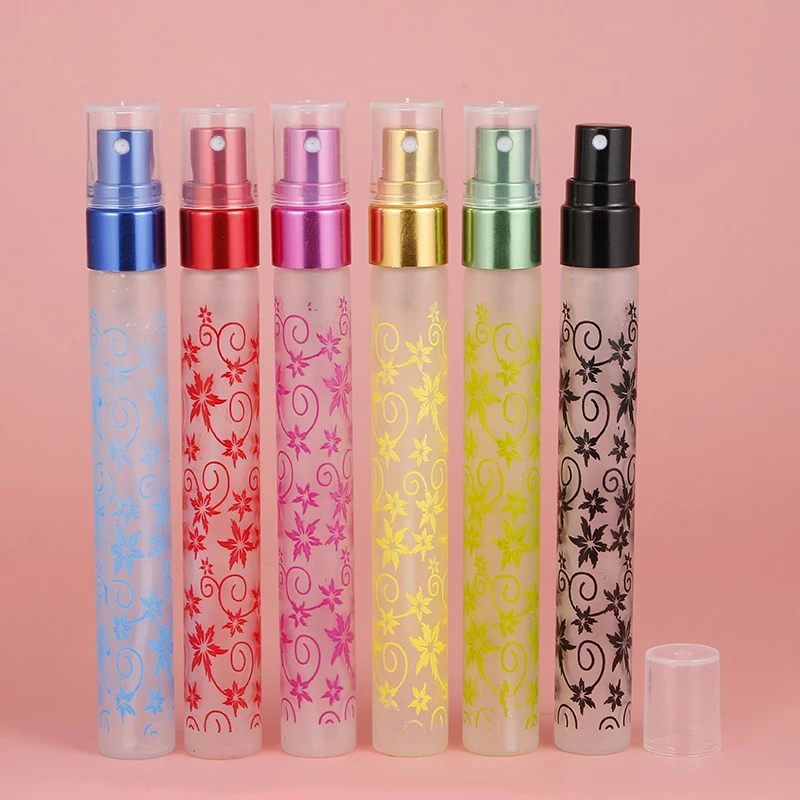 

6 Pcs/lot Frosted Printed 10ml Glass Perfume Spray Bottles Atomizer Empty Refillable Portable Mini Parfum Bottle