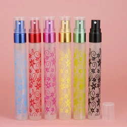 6 Pcs/lot Frosted Printed 10ml Glass Perfume Spray Bottles Atomizer Empty Refillable Portable Mini Parfum Bottle