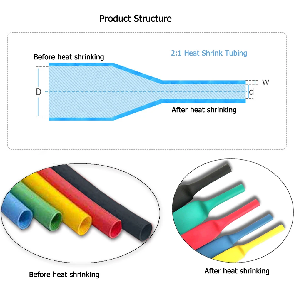 Neue Schrumpfschlauch Set 2:1 Wrap Drähte Kabel Isolierte Polyolefin Schrumpfen Rohr Verhältnis Schläuche Isolierung Schrumpf Rohre