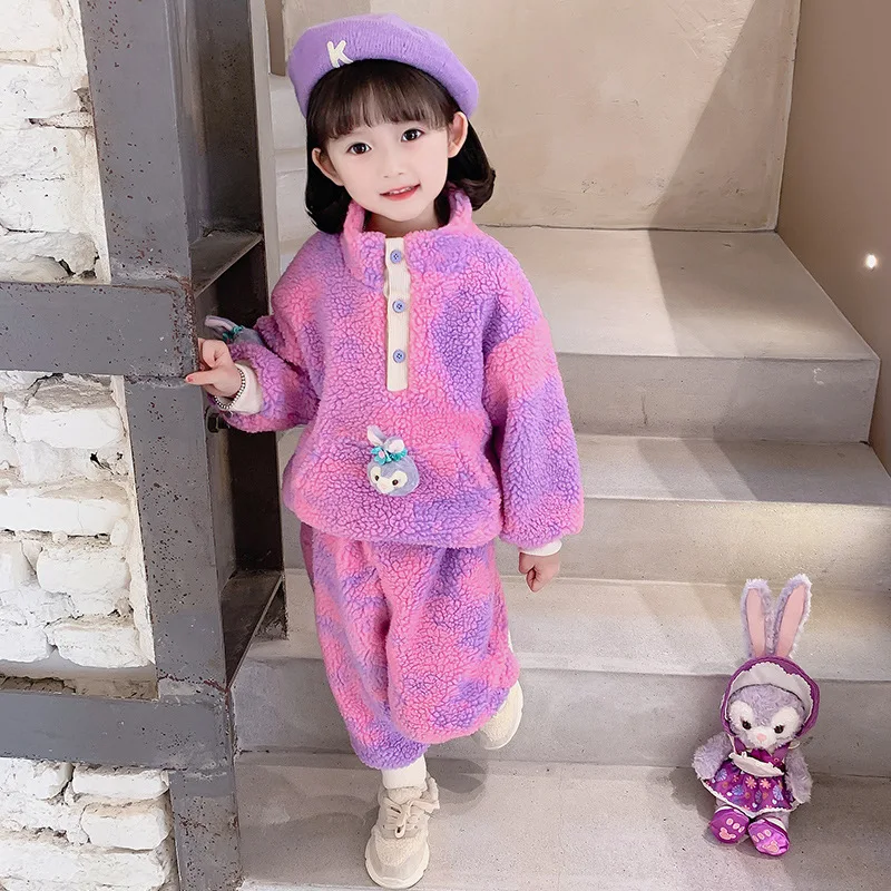 

Girls Suit Sweatshirts +Pants Cotton 2Pcs/Sets 2021 Stylish Velvet Warm Winter Autumn Thicken Teenager Outdoor Children Clothing