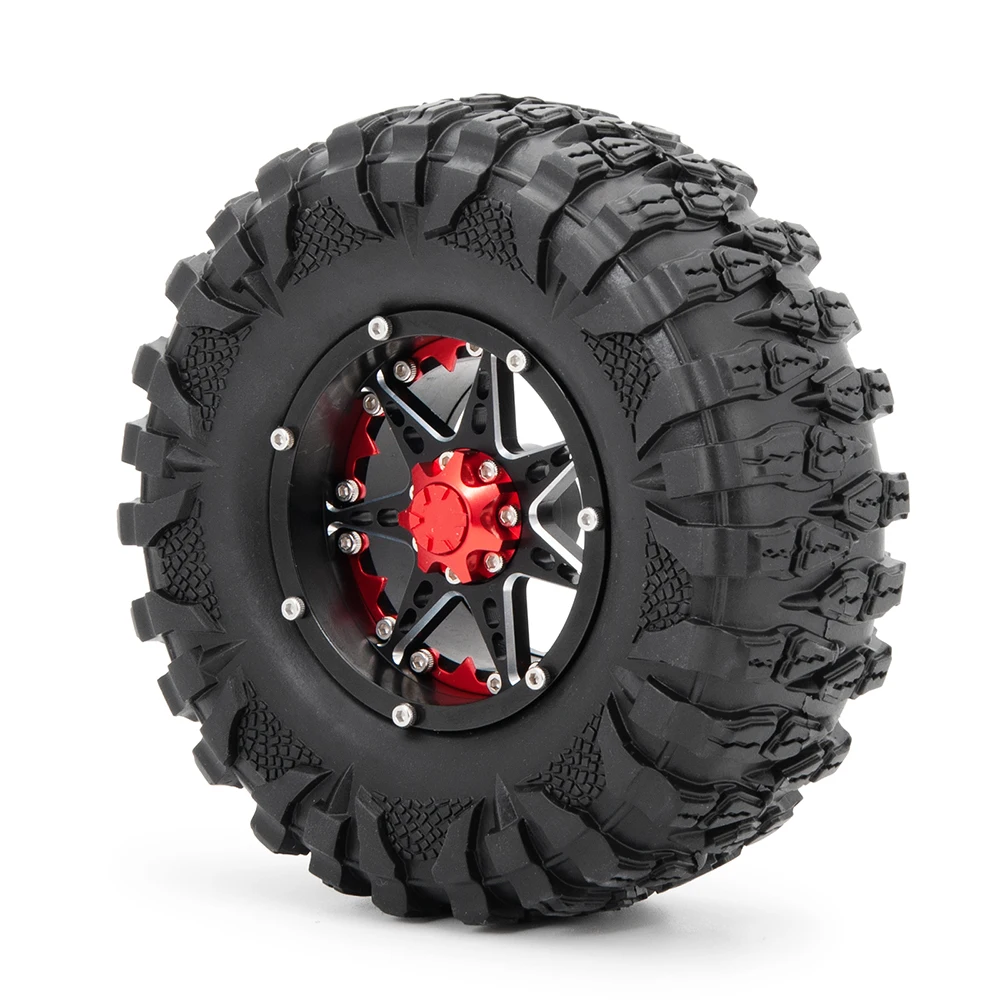 YEAHRUN Aluminum 2.2 inch Beadlock Wheel Rims Hubs with 120mm Rubber Tires for Axial Wraith TRX-4 1/10 RC Crawler Model Car Part