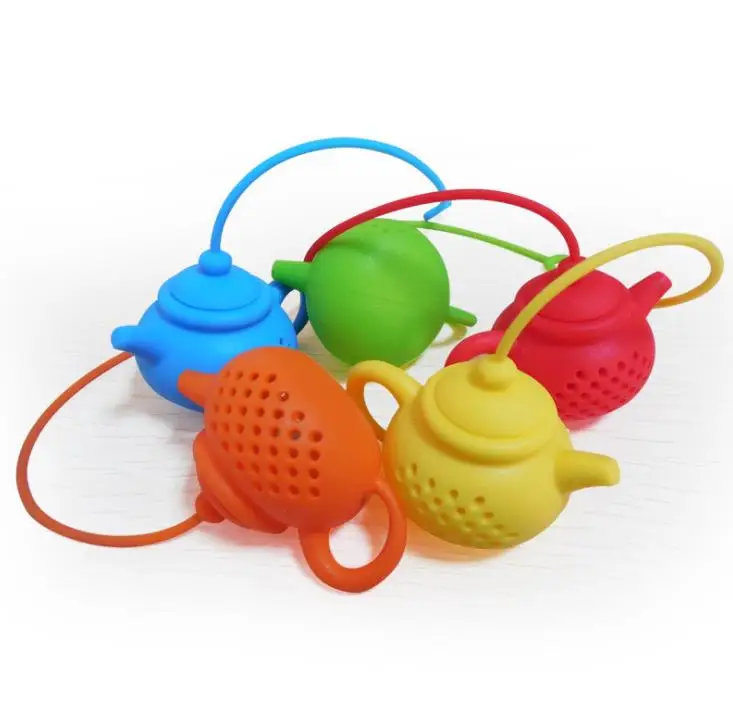 Silicone Tea Infuser 7 Colors Teapot tool Shaped Reusable Strainer TeaBag Filter Diffuser Home Kitchen Accessories SN1944