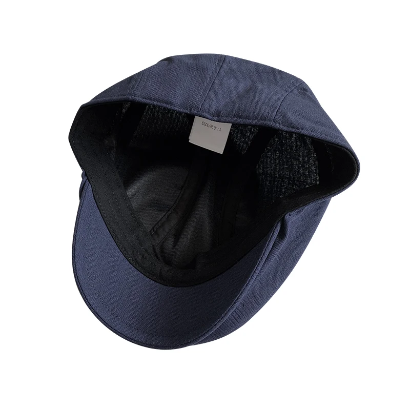 Spring And Summer Casual Men Flat Summer Linen Beret Hat Woman Dark Blue Dark Grey Breathable Cap Duckbill Driving Hats BLM240