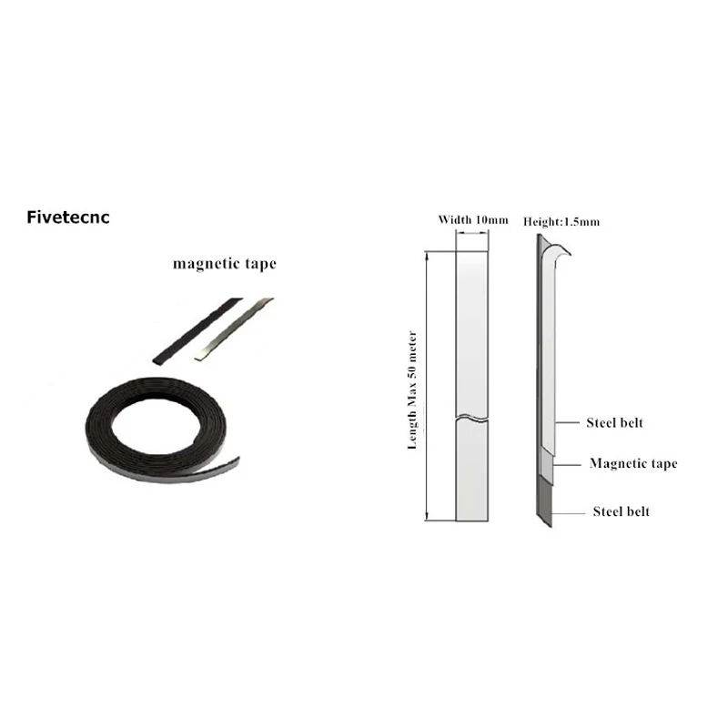 5+5mm High Accuracy Magnetic Tape 5mm Pole Pitch Strip W*H 10*1.2mm for 5um Magnetic Sensor Lathe Woodworking Stone Machines