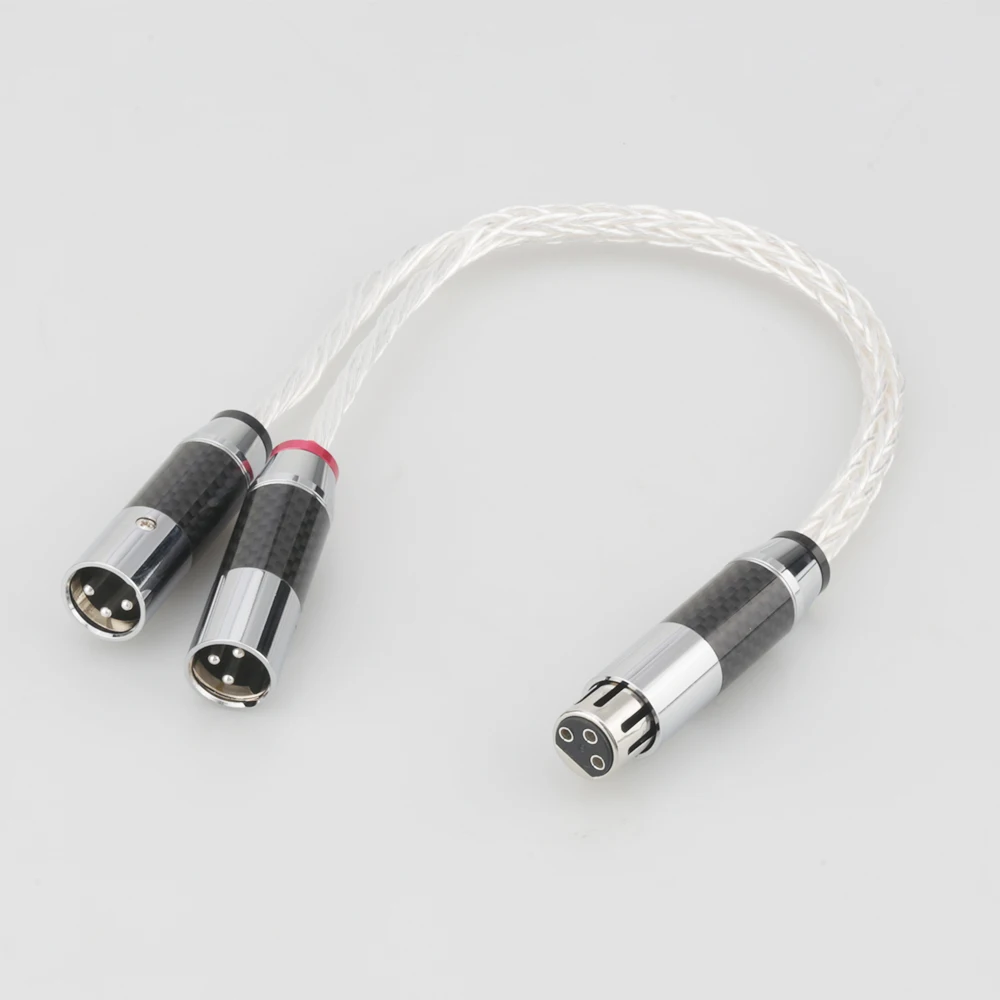 

8AG Silver Plated XLR Female to Dual XLR Male Y Splitter 3Pin Balanced Microphone Cable Rhodium Plated XLR Plug HIF