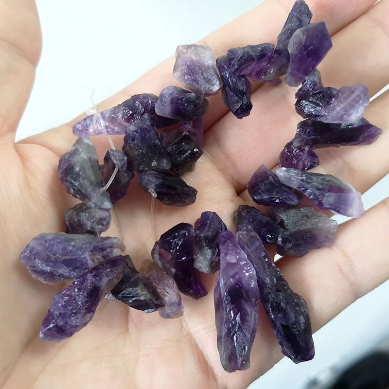 Natural Rough Amethysts Column Purple Bye Hole Crystal Stone Beads Irregular Gem Beads For Jewelry Making DIY Bracelet Necklace