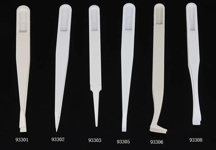 100PCS Plastic White Tweezers Dust-free Purification Plastic Tweezers Pointed Wide Flat Round Head 93302 / 3 / 5 / 6 / 8