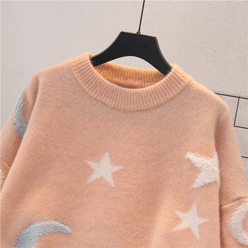 2023 Winter Sweater Pullover Women Cute Fruit Sweater Pull Jumpers Pink Blue Printed Korean Tops Oversized Knitwear Jumpers