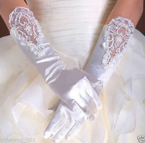 Wedding Flower Girls Communion Pageant Costume Long Satin Gloves