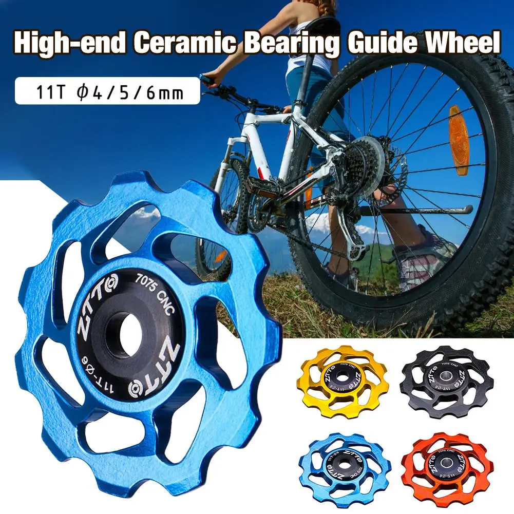 11T MTB Bicycle Rear Derailleur Jockey Wheel Ceramic bearing Pulley Road Bike Guide Roller Idler 4mm 5mm 6mm