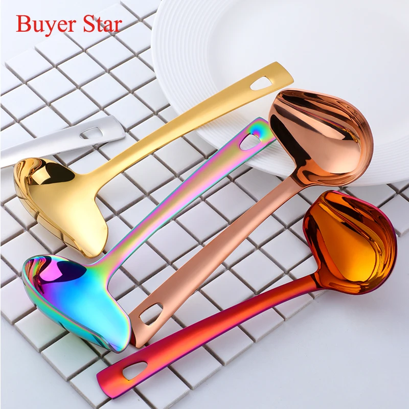 1pc/2pc Gold Tableware Stainless Steel Soup Spoon Small Sauce Ladle food Serving tools Metal Creative Oil Scoop Kitchen utensil