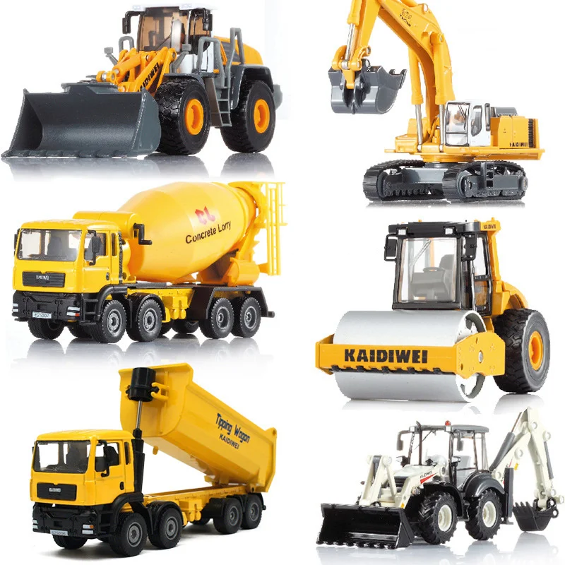 6 styles of excavator truck bulldozer roller mixer alloy model,die-cast metal truck,children\'s toy gift,free shipping