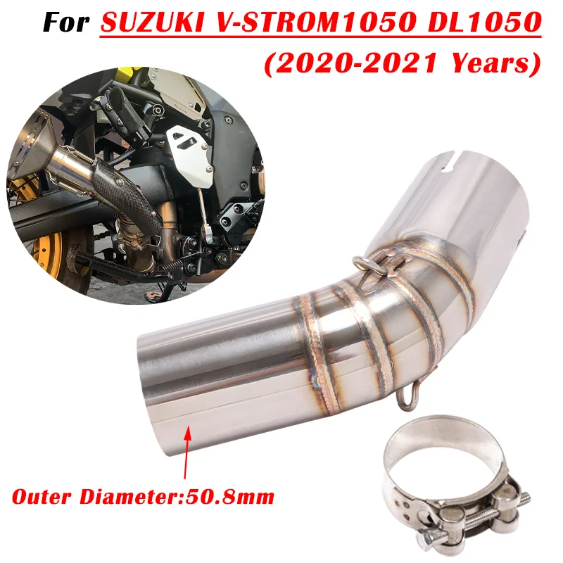 Pour SUZUKI V-STROM1050 DL1050 2020 2021 Moto D'échappement D'échappement Silencieux Modifier Lien Intermédiaire Tuyau D'acier Inoxydable de 51mm Milieu Tube