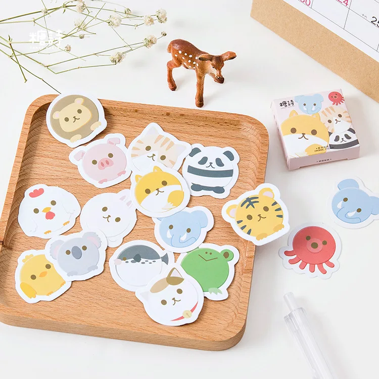 

45 Sheets Cute Animal Stationery Stickers Cat Paper Stickers For Children Scrapbooking Accessories School Supplies Photos Album