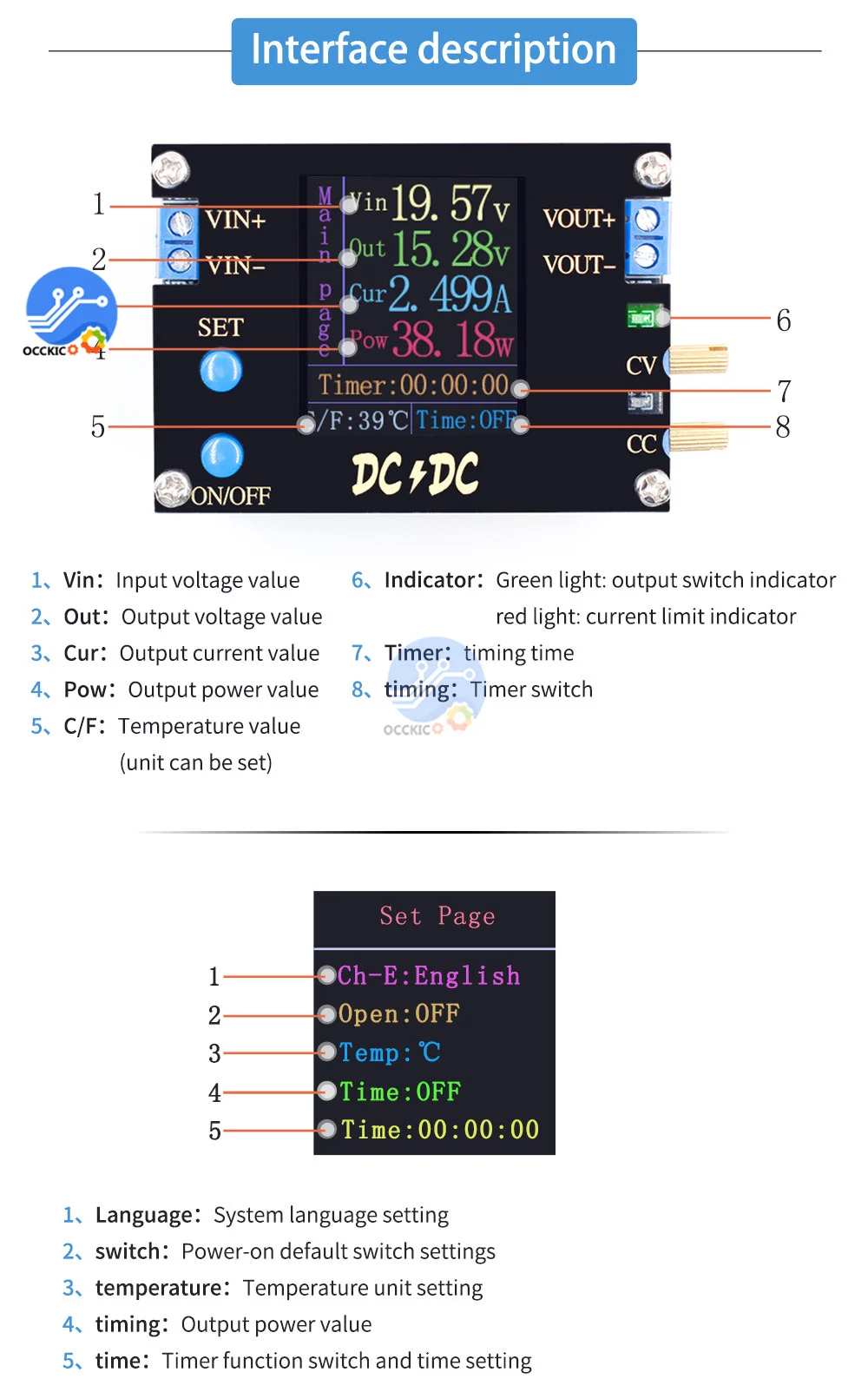 DC DC Automatic Boost/Buck Converter CC CV Power Module 0.5-30V 3A 35W/4A 50W Adjustable Regulated Power Supply Voltmeter