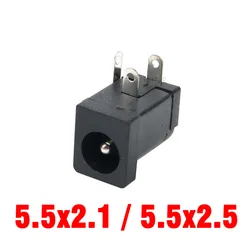 10pcs/lot PCB Mount 5.5 x 2.1 5.5x2.5 mm Female DC Power Jack Plug Socket Connector DC005 Black 5.5*2.5/2.1MM