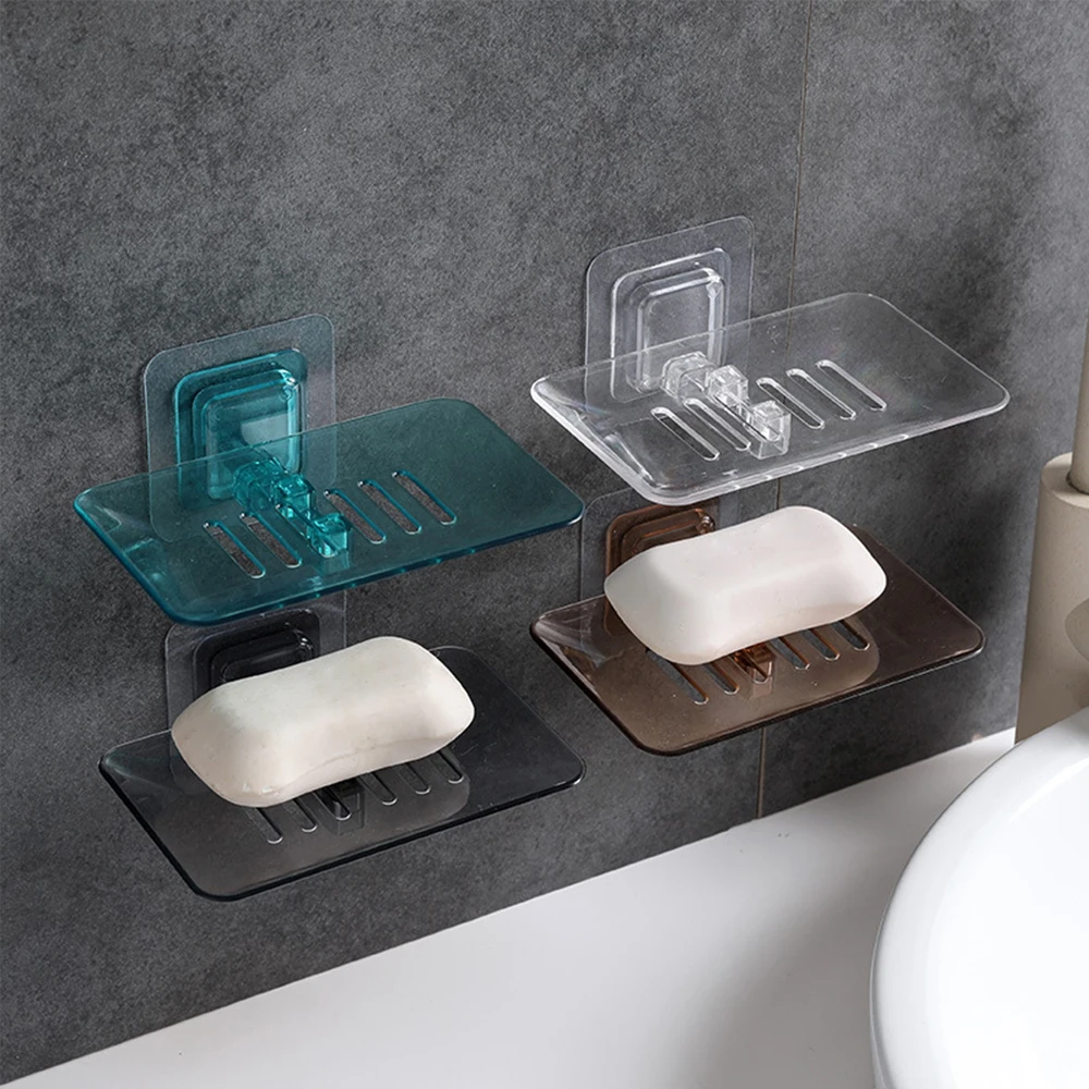 Scatola portasapone di scarico supporto in plastica accessori per vassoi da bagno portaoggetti ventosa portasapone scatola portasapone piatto portaoggetti