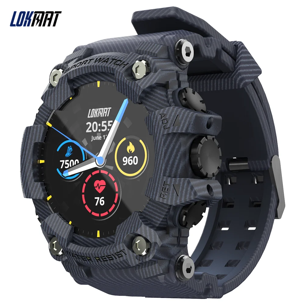 

LOKMAT ATTACK Original Smart Watch Man Touch Screen Dials Languages Blood Pressure Blood Oxygen Monitor SmartWatches Pedometer