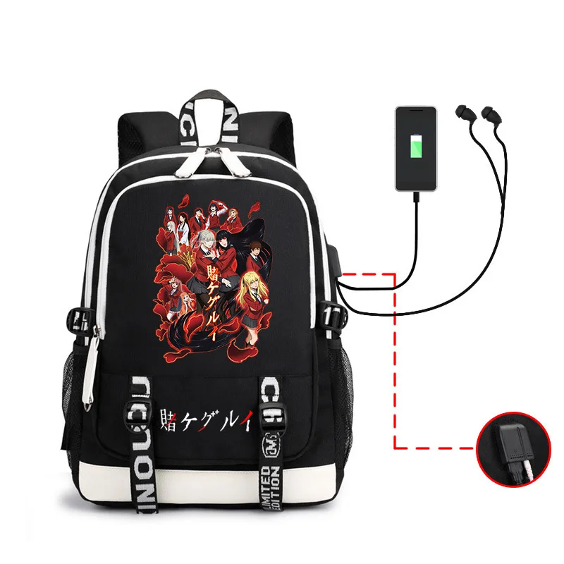 Kakegurui Backpack Anime Jabami Yumeko Plus Ultra Multifunction USB Charging Laptop Shoulder Unisex Travel School Bags Girl Boys