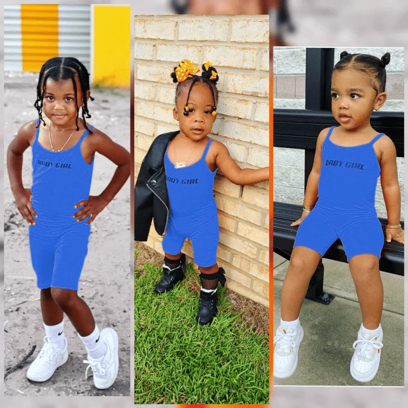 Fashion Family Matching Strap Jumpsuit Mom Daughter Sleeveless Pullover Sport Outfit Summer Overalls Onesies Solid Color