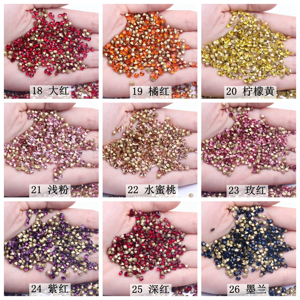 Shiny Glass Rhinestones Many Colors ss6-ss10 1.9-2.8mm Mini Pointback Stones Loose Strass Bead DIY Nail Art Decoration