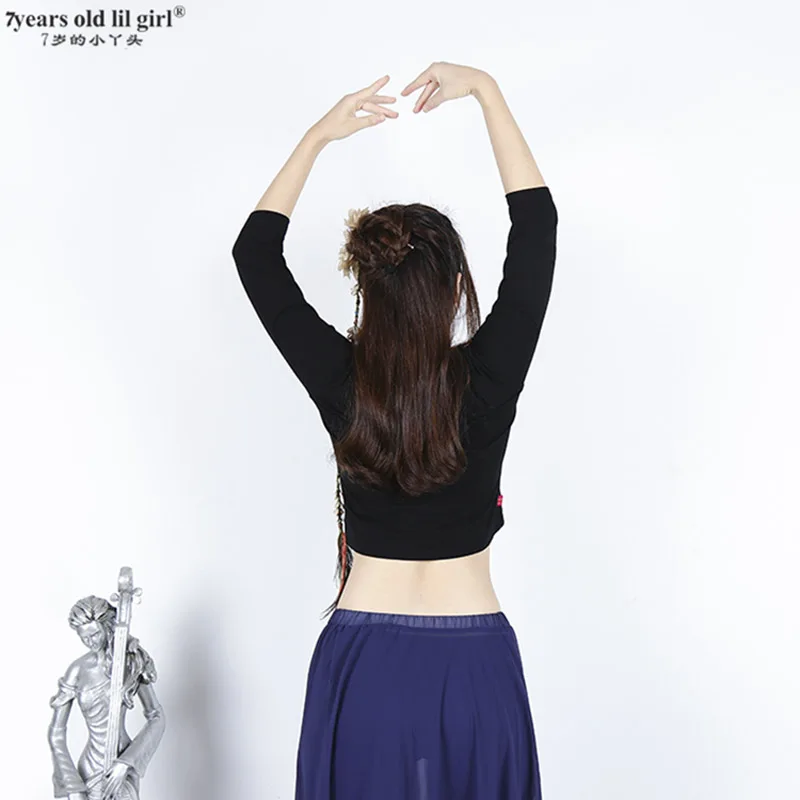 밸리 댄스 탑 긴 소매 모달 코튼 전문 밸리 댄스 셔츠 여성 연습복 GXX01