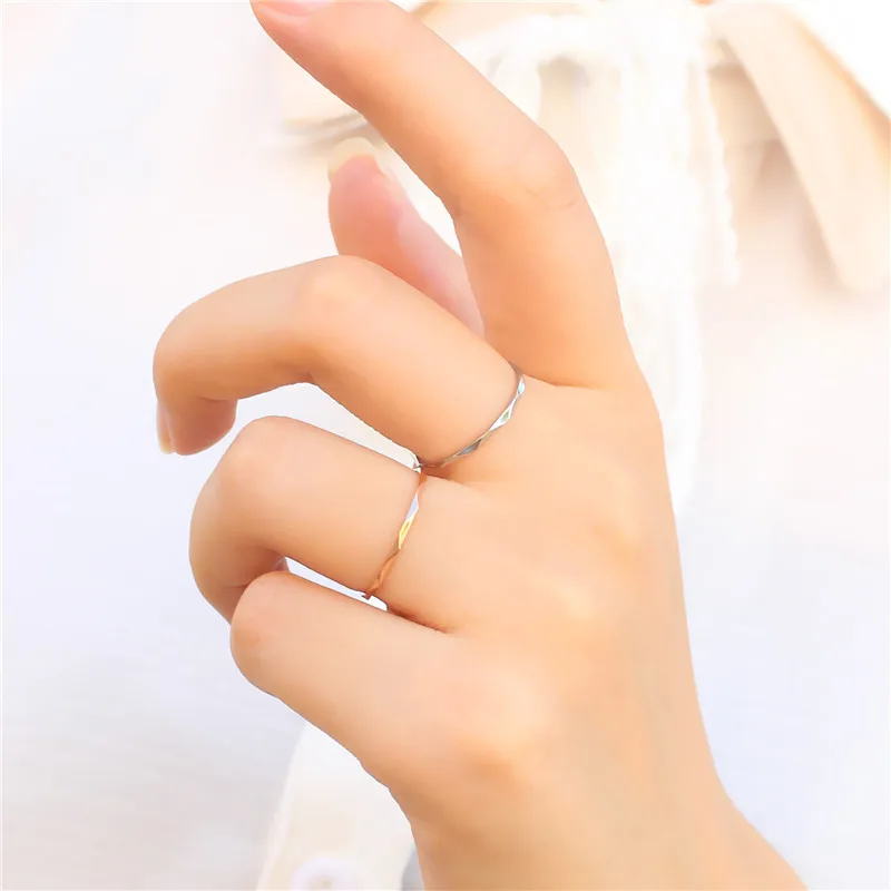 Thin Rhombus Ring for Women 18KGP Rose Gold Color Titanium Steel Fashion Stainless Jewelry Gift Wholesale(GR230)