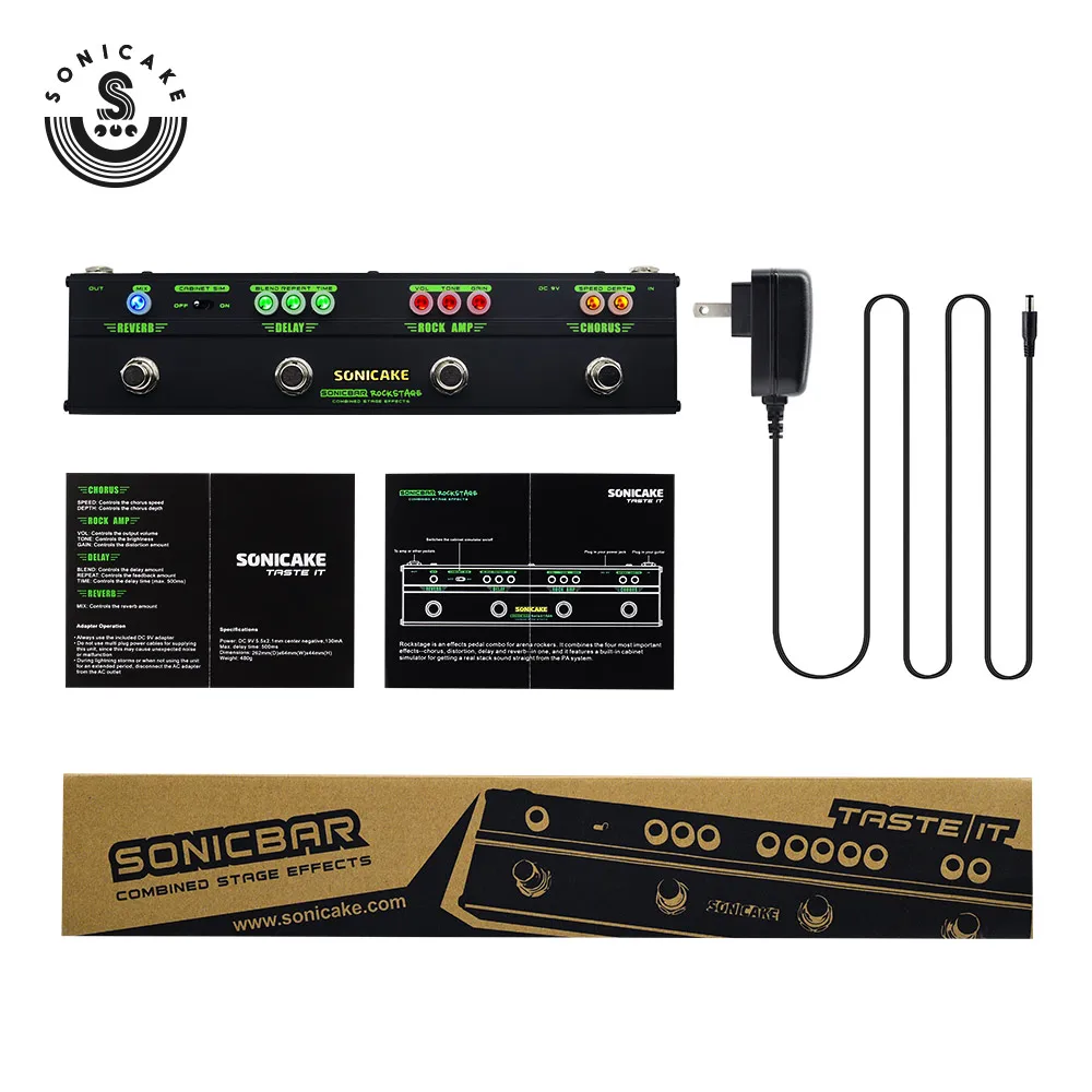 Sonicake Rock Stage Guitar Multi Effects Pedal Combine Model Chorus Distortion Delay Reverb QCE-10