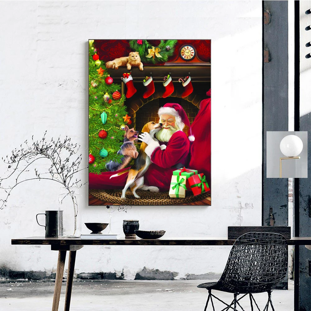 Sophie Beauty Diy Diamond Painting Santa Claus's kiss Full Handcraft Kit Christmas Gifts Handcraft Embroidery cute pet dog190729