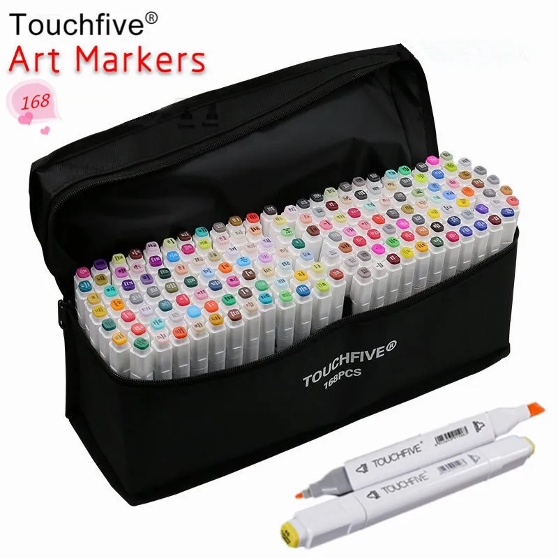 TOUCHFIVE 1-farblich passende Kunstmarker, Pinselstift, Skizzenmarker auf Alkoholbasis, Doppelkopf-Manga-Zeichenstifte, Künstlerbedarf