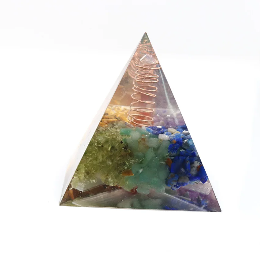 Reiki Orgonite Energy Orgon Pyramid Natural Stone Crystal White Selenite Gypsum Sticks 7 Chakra Resin Ornaments