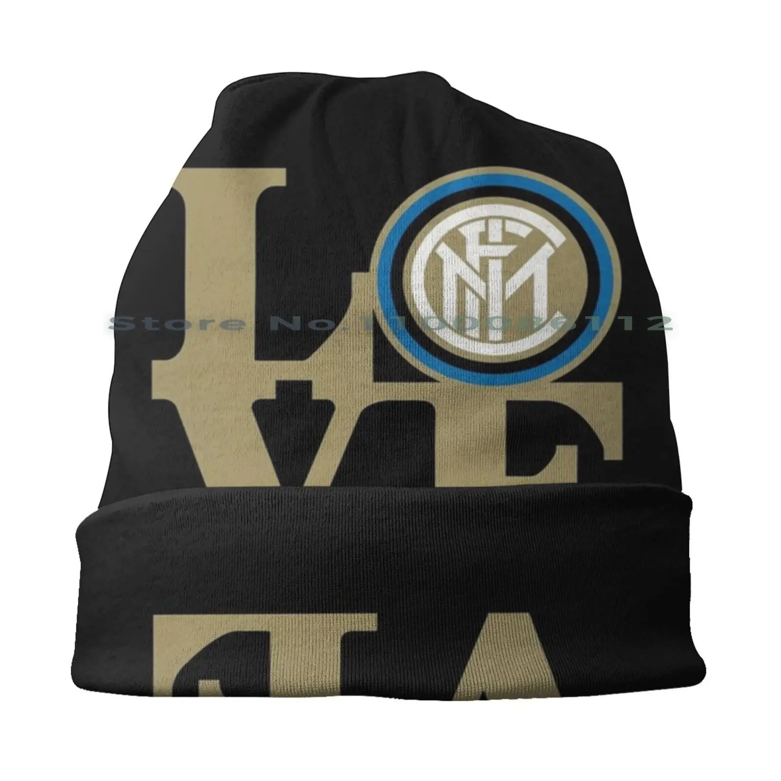 Love Inter 4 Beanies Knit Hat Milan Football Blue Italy Black Warm Gold Brimless Knitted Hat Skullcap Gift Casual Creative