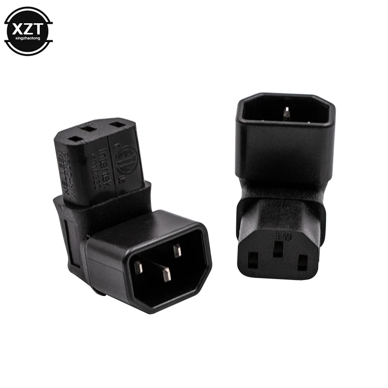 New 3Pin IEC Connector Down UP 90 Angled IEC 320 C14 Male to C13 Female Power Adapter Connector AC Plug for LCD Wall Mount TV