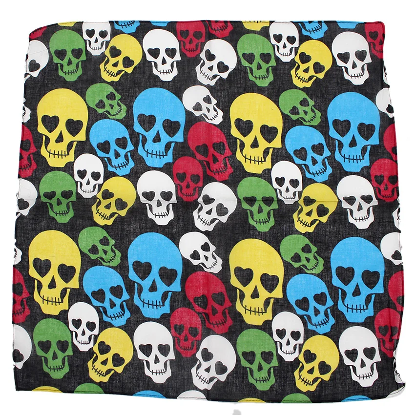 Pañuelo cuadrado de calavera para hombre y mujer, pañuelo de algodón 100%, estilo Hip Hop, Paisley, para la cabeza y el cuello, bufandas de mujer