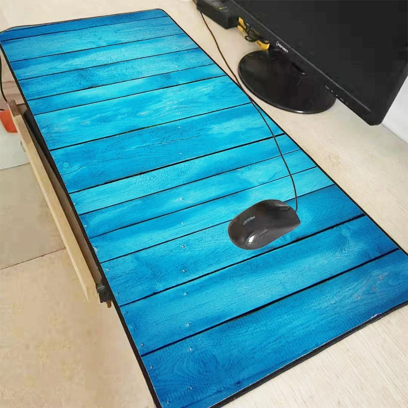 

2021 New Blue Wood Board Large Gaming Mouse Pad Rubber Lock Edge Speed Pc Keyboard Desk for Laptop Computer Gamer Xl