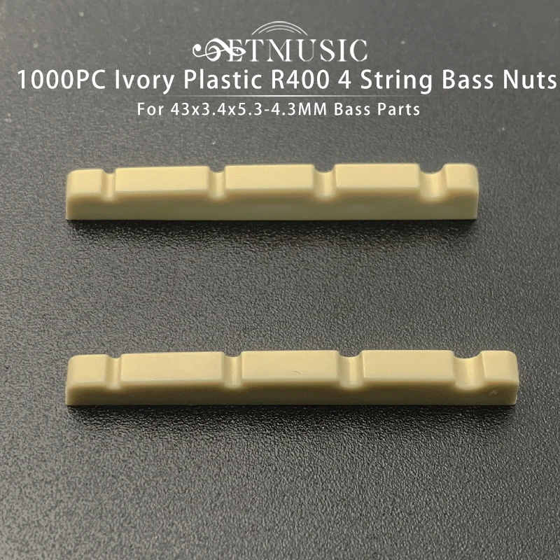 1000Pcs Ivory Plastic R400 43x3.4x5.3-4.3MM 4 String Bass Nut Bass Parts Electric Bass DIY Repair Parts