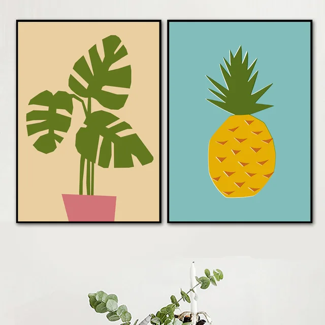 Cartoon Green Plant Pineapple Wall Pictures Nordic Posters And Prints Kids Room Wall Art Canvas Painting For Living Room Decor