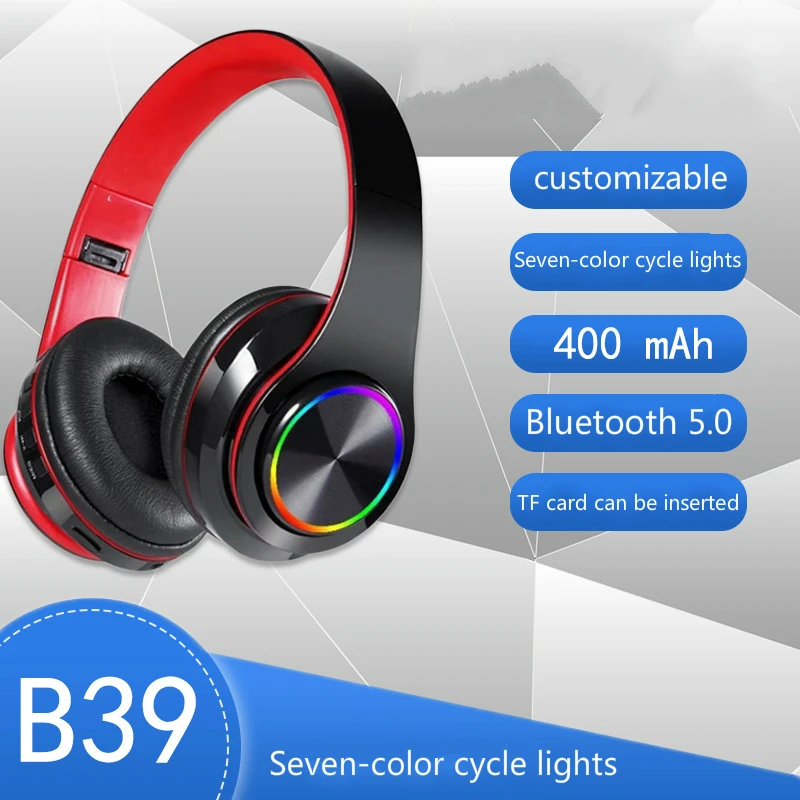 Headset Bluetooth  5.0 Plug-in Card Fold-up Overweight Low Voice B39 Wireless Headphones