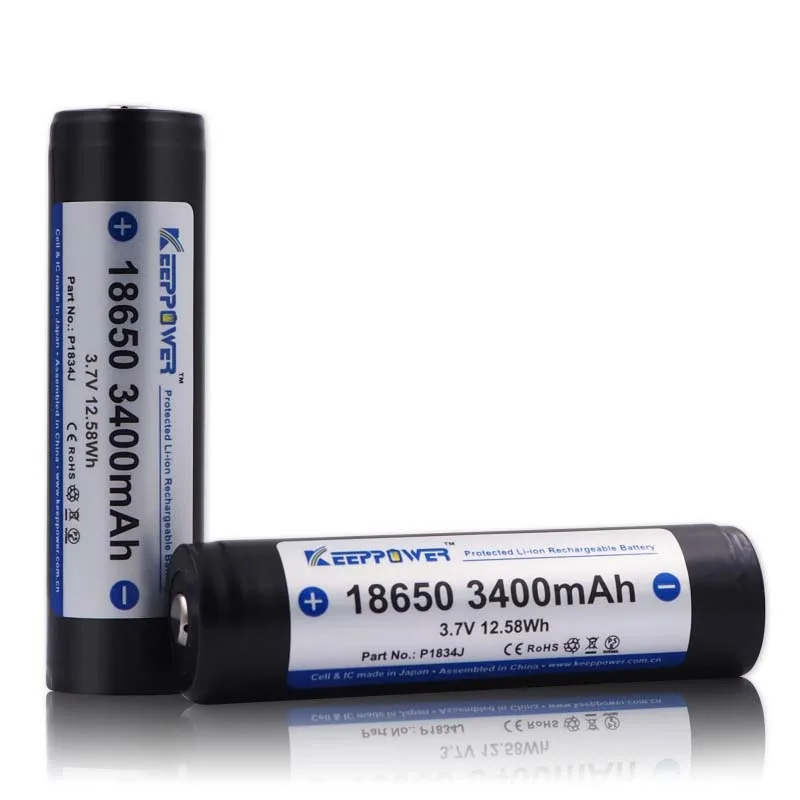 KeepPower 18650 3.7V 3400mAh Rechargeable Lithium ion Battery with Protection PCB