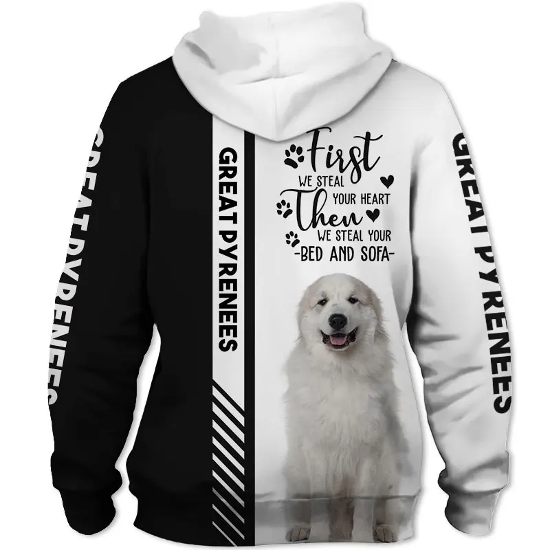 Tier Pyrenäen Hund 3D Gedruckt Unisex Deluxe Hoodie Männer/Frauen Sweatshirt Streetwear Zip Pullover Casual Jacke Trainingsanzug