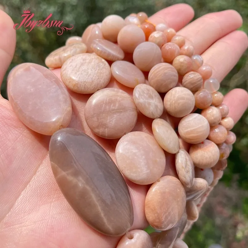 Round Frosted Smooth Faceted Natural Sunstone Loose Beads for DIY Women Men Necklace Bracelet Rings Earrings Jewelry Making 15"