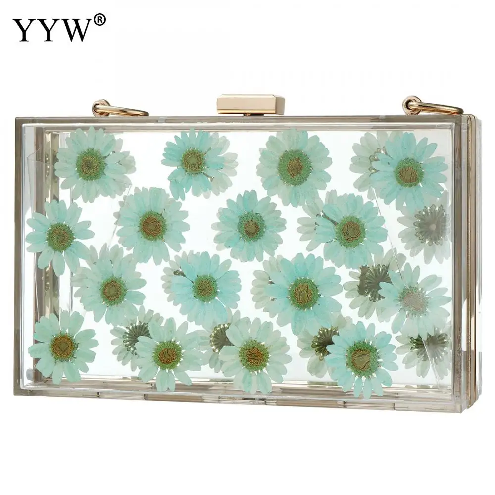 women clear purses box handbags transparent flower wild ladies hand bags small square chain crossbody bag messenger bag bolsa