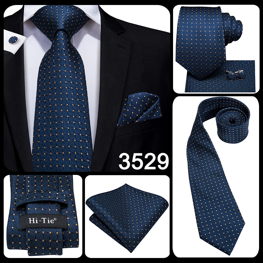 8.5 Centimetri di Seta di Modo Degli Uomini Blu Paisley Cravatta Cravatta Fazzoletto Gemelli Set di Cerimonia Nuziale Degli Uomini Del Partito di Business Tie Set