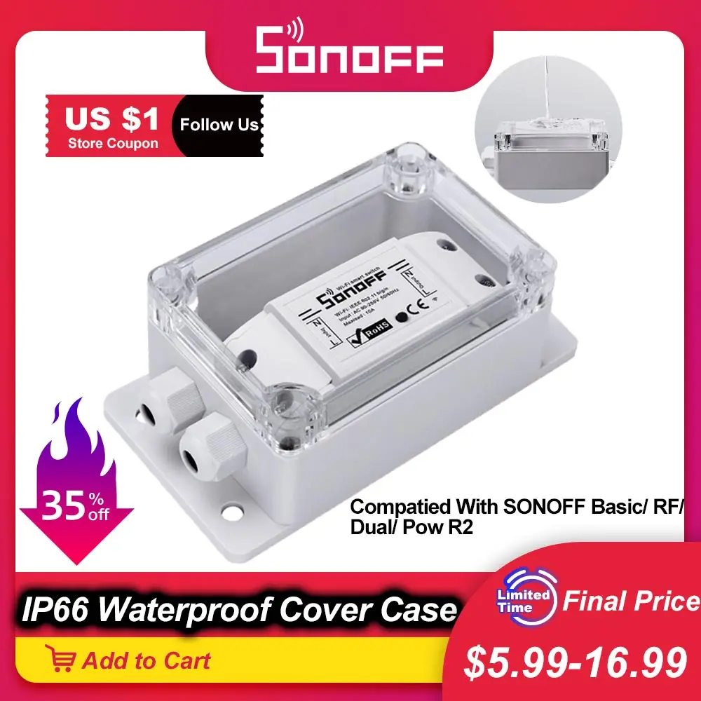 Itead SONOFF IP66 Waterproof Cover Case Junction Box Compatied With sonoff Basic/RF/Pow/Dual/TH10/TH16 Smart Home WiFi Switch