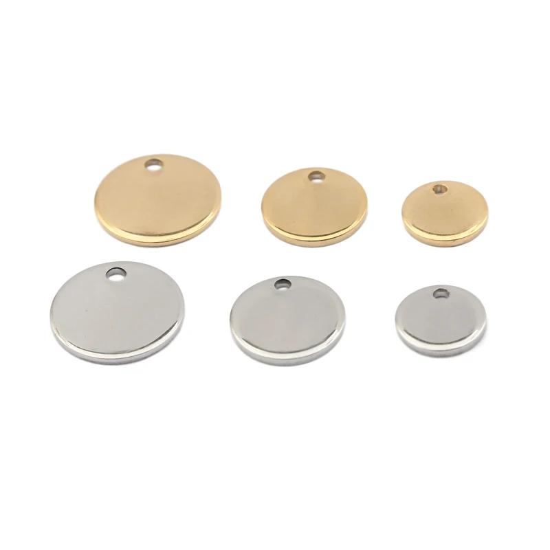 20pcs Stainless Steel Round Coin Disc Charm Stamping Blank Tags 8/10/12mm Earrings Pendants For Jewelry Making Crafts Wholesale